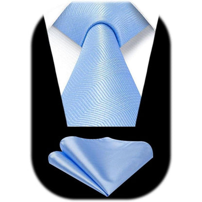 Krawatten Set Herren Hellblau mit Einstecktuch für Business & Hochzeit