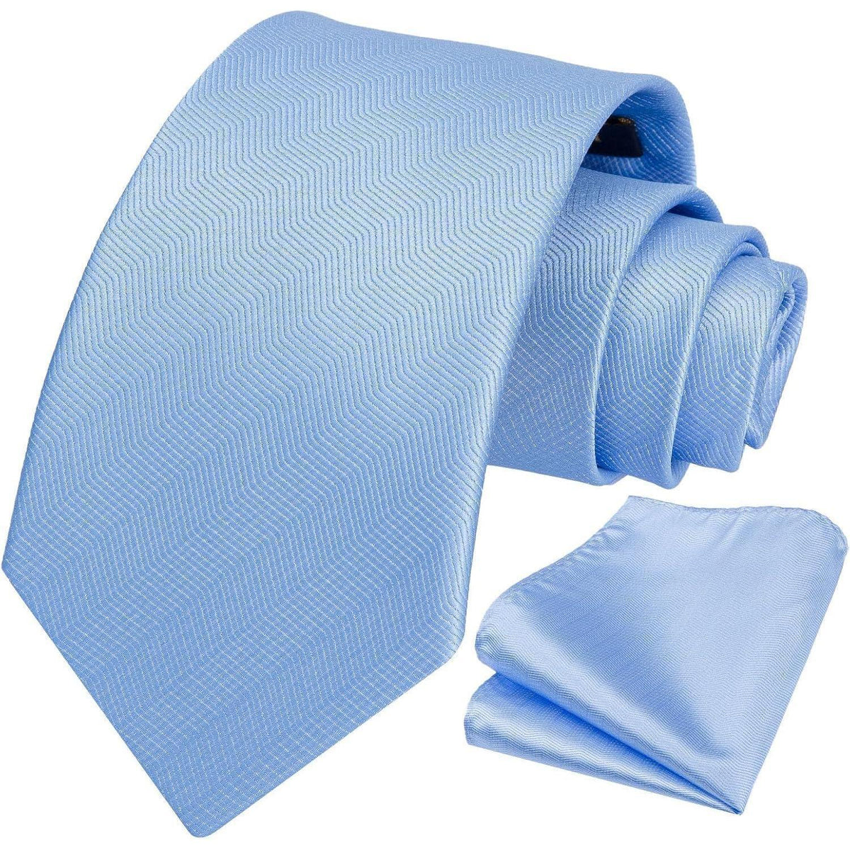 Krawatten Set Herren Hellblau mit Einstecktuch für Business & Hochzeit