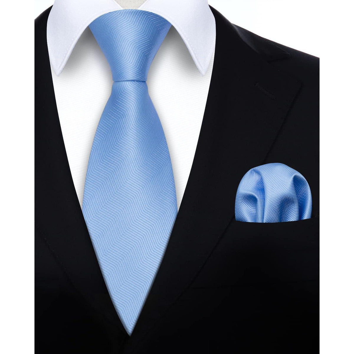 Krawatten Set Herren Hellblau mit Einstecktuch für Business & Hochzeit
