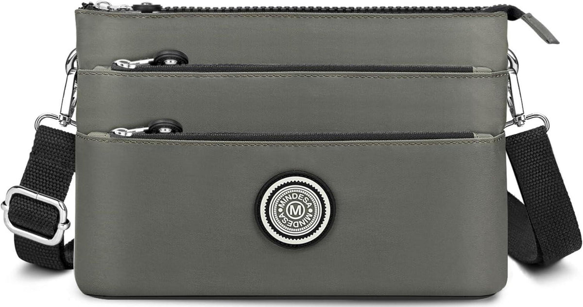 Umhängetasche Damen Nylon Wasserdicht Crossbody Bag Viel Fächer Grün