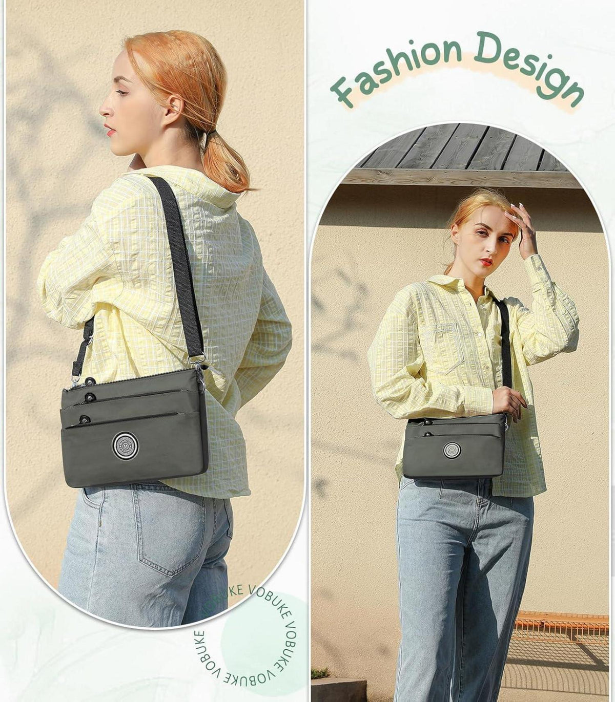 Umhängetasche Damen Mittelgroß Nylon Wasserdicht Crossbody