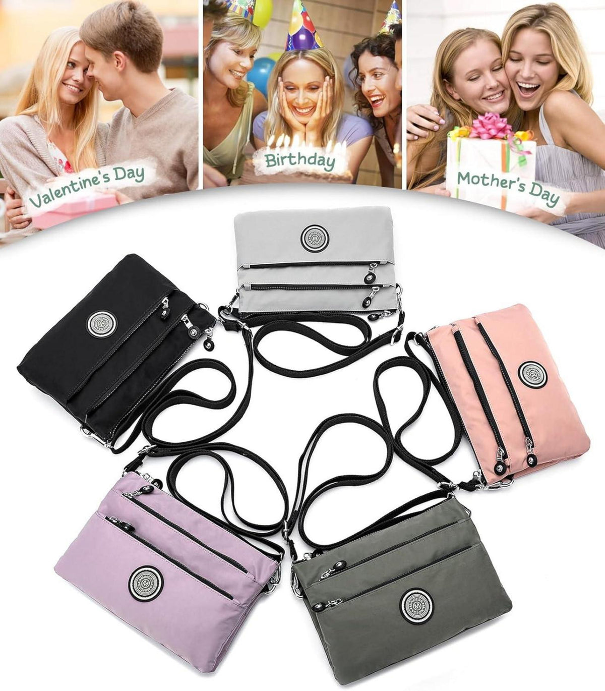 Umhängetasche Damen Mittelgroß Nylon Wasserdicht Leichte Crossbody Bag