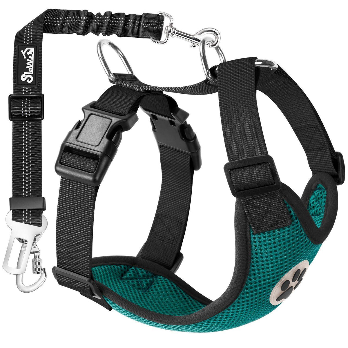 Hundegeschirr Auto Sicherheitsgurt Set – Atmungsaktiv, Grün, S