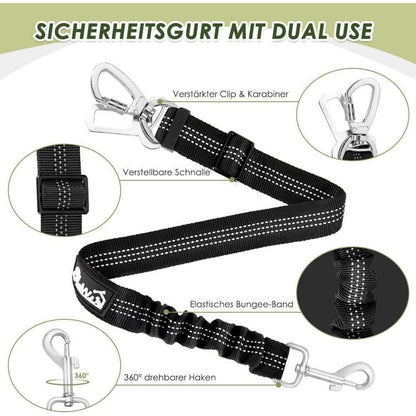 Hundegeschirr Auto Sicherheitsgurt Set – Atmungsaktiv, Grün, S