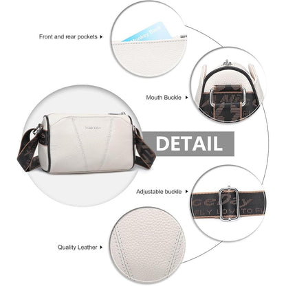 Damen Crossbody Bag Breiter Schultergurt Reisen in Lederoptik