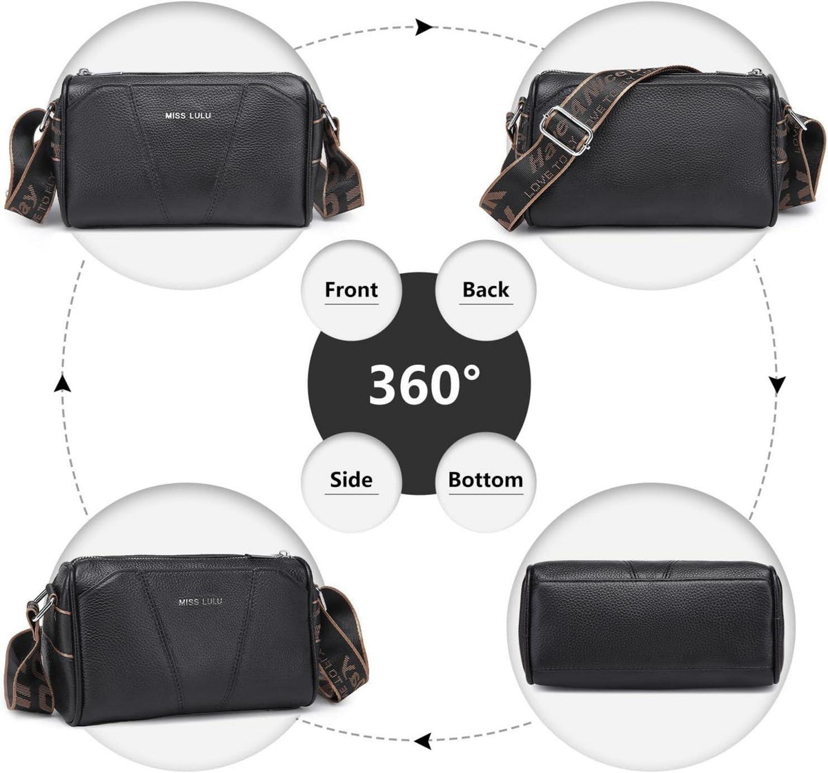 Crossbody Bag aus echtem Leder mit breitem Schultergurt