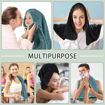 2er Pack Mikrofaser Handtuch Haare 50x100cm Grün Flauschig