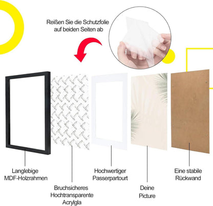 5er Set Bilderrahmen 13x18 cm MDF Acrylglas Schwarz Fotorahmen