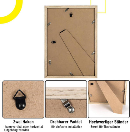 Bilderrahmen DIN A4 MDF Acrylglas holz Aufhängen Aufstellen