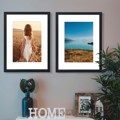 Bilderrahmen 30x30 cm MDF Acrylglas Schwarz Aufhängen
