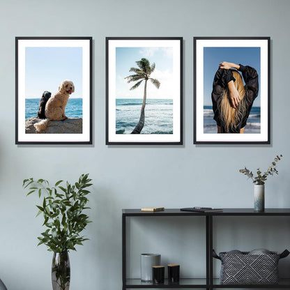3er Set Bilderrahmen 50x70cm Schwarz MDF Acrylglas Fotorahmen holz