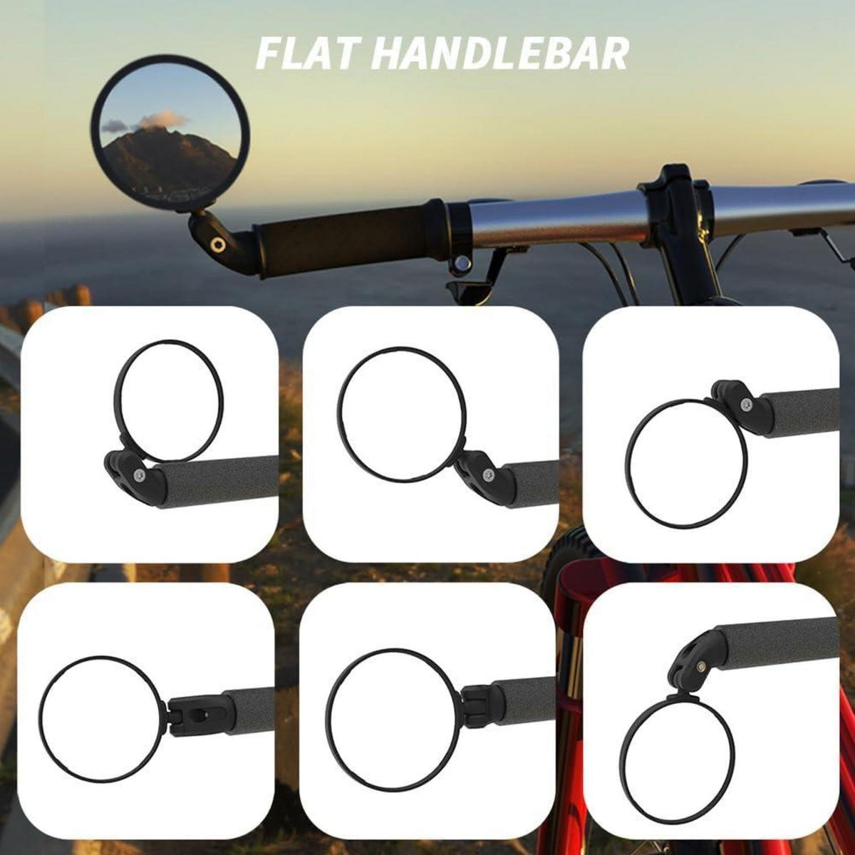 Fahrradspiegel für Lenkerende, HD-Glas konvex, 3" für Flat/Drop Bar