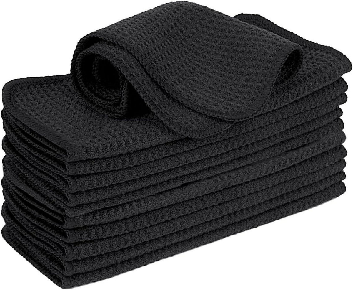 Mikrofasertücher Schwarz Waffeltuch Spültuch 20 x 20 cm 12er Pack