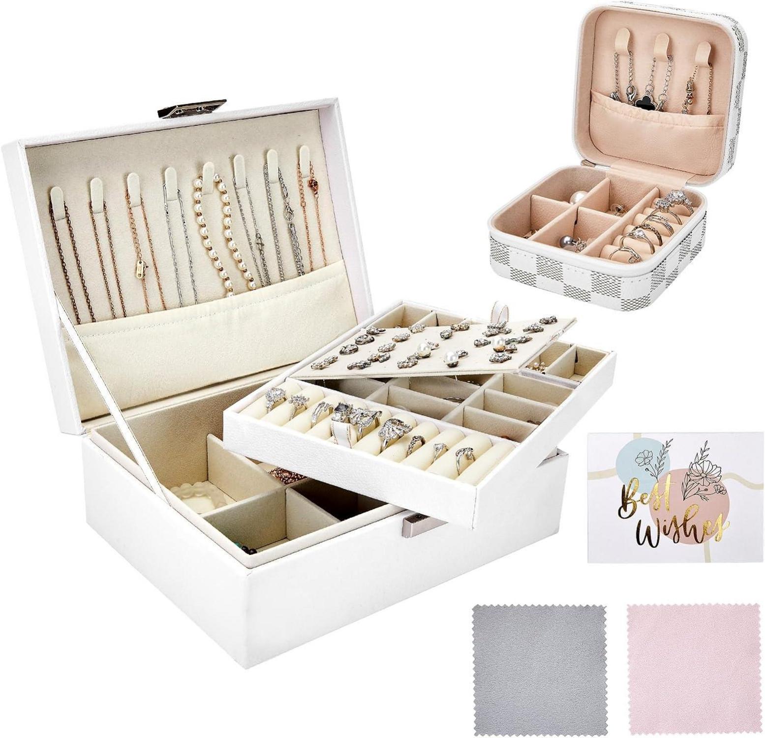 Schmuckkästchen Organizer Damen 2 Pack Schmuckaufbewahrung Reise