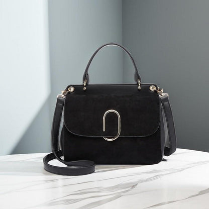 Damen Umhängetasche Top-Griff Kunstleder Wildleder Vintage Flap Handtasche