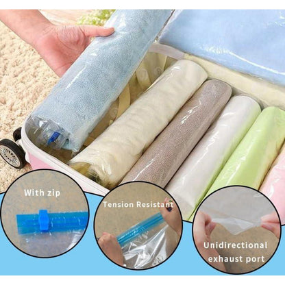 Vakuumbeutel Reise 10er Set 40x60cm – Kompressionsbeutel zum Rollen
