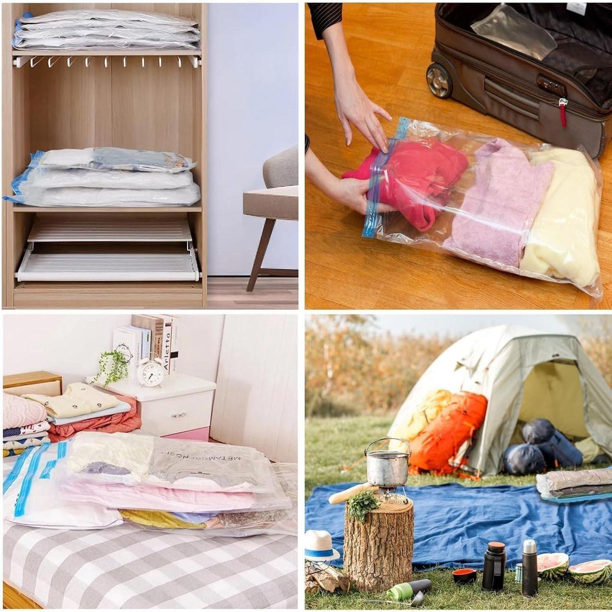 Vakuumbeutel Reise 10er Set 40x60cm – Kompressionsbeutel zum Rollen