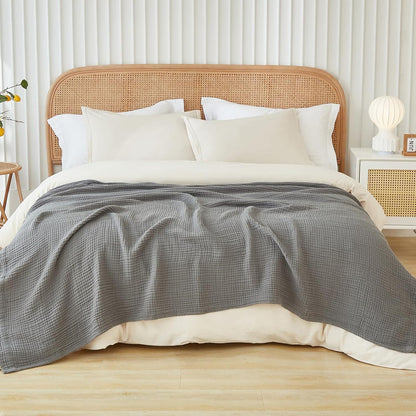 Kingsize Baumwolldecke Musselin Grau 274x229 cm