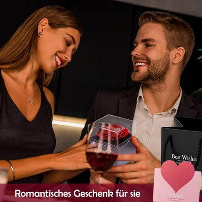 Ewige Rosen Geschenkbox Konservierte Blume Schmuckbox Silber