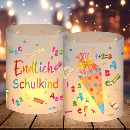 12 Windlichter Einschulung Endlich Schulkind 2024 Deko Tischdeko
