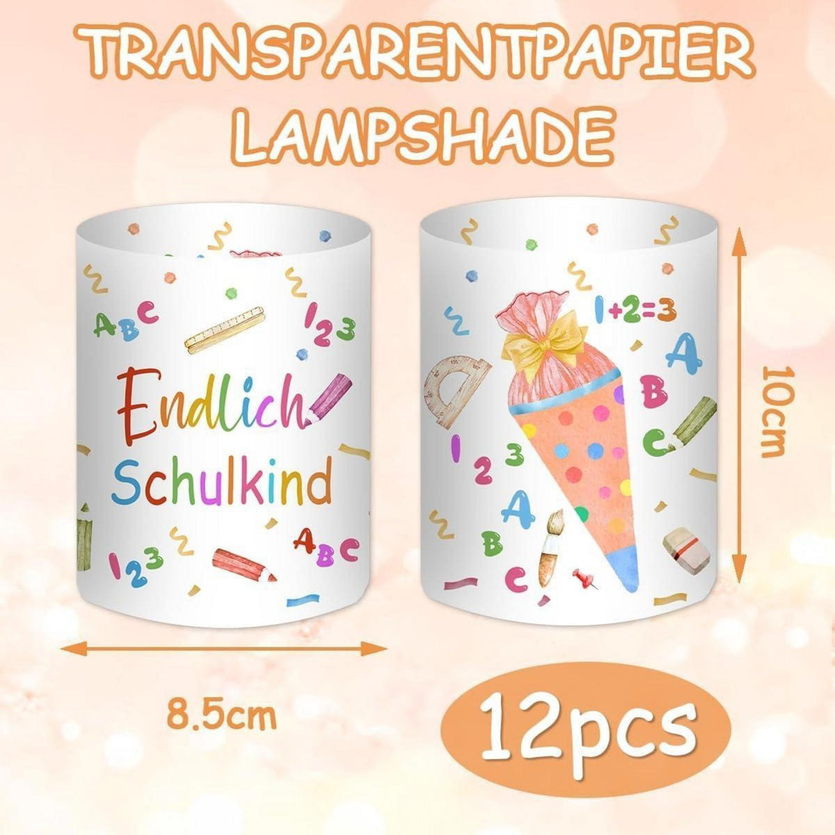 12 Windlichter Einschulung Endlich Schulkind 2024 Deko Tischdeko