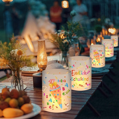 12 Windlichter Einschulung Endlich Schulkind 2024 Deko Tischdeko