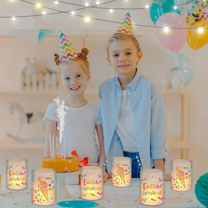 12 Windlichter Einschulung Endlich Schulkind 2024 Deko Tischdeko