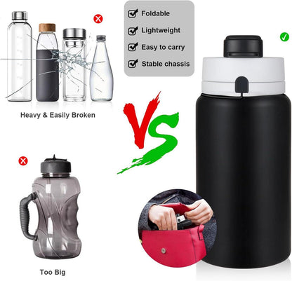 Faltbare Trinkflasche 550 ml Schwarz BPA-frei Auslaufsicher