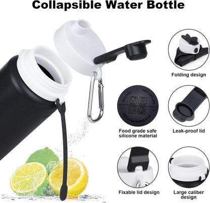 Faltbare Trinkflasche 550ml Schwarz BPA Free Wasserflasche
