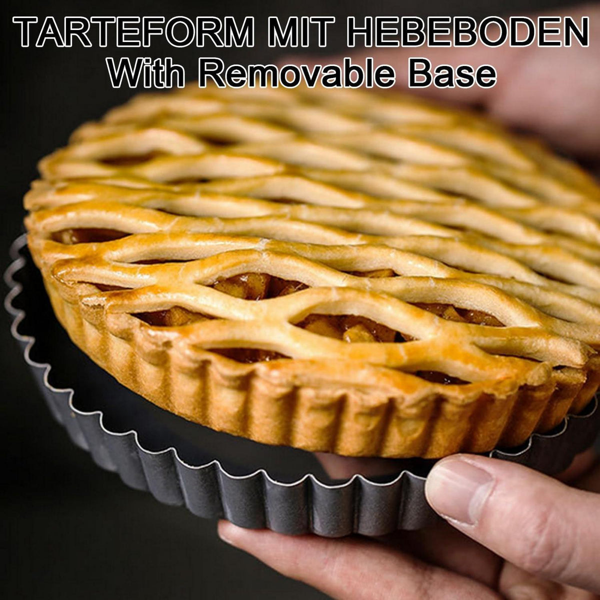 3er-Set Tarteformen mit Hebeboden 22/26/30cm – Antihaftbeschichtet