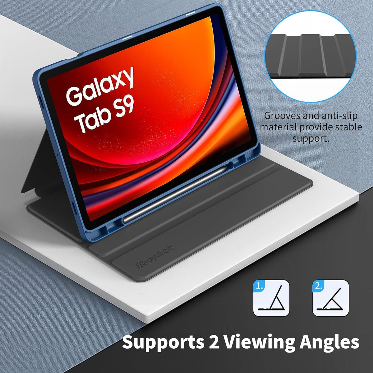 Samsung Galaxy Tab S9 FE 10.9 Zoll Hülle mit S Pen Halter, Meeresblau