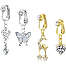 Fake Bauchnabelpiercing Set Chirurgenstahl Clip On Schmetterling Herz Mond