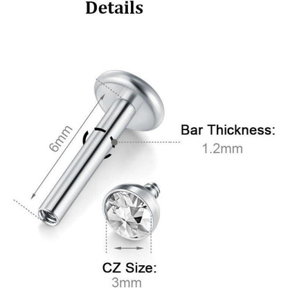 Piercing Set Chirurgenstahl Klar Acryl 16G Labret Tragus Helix Ohrstecker