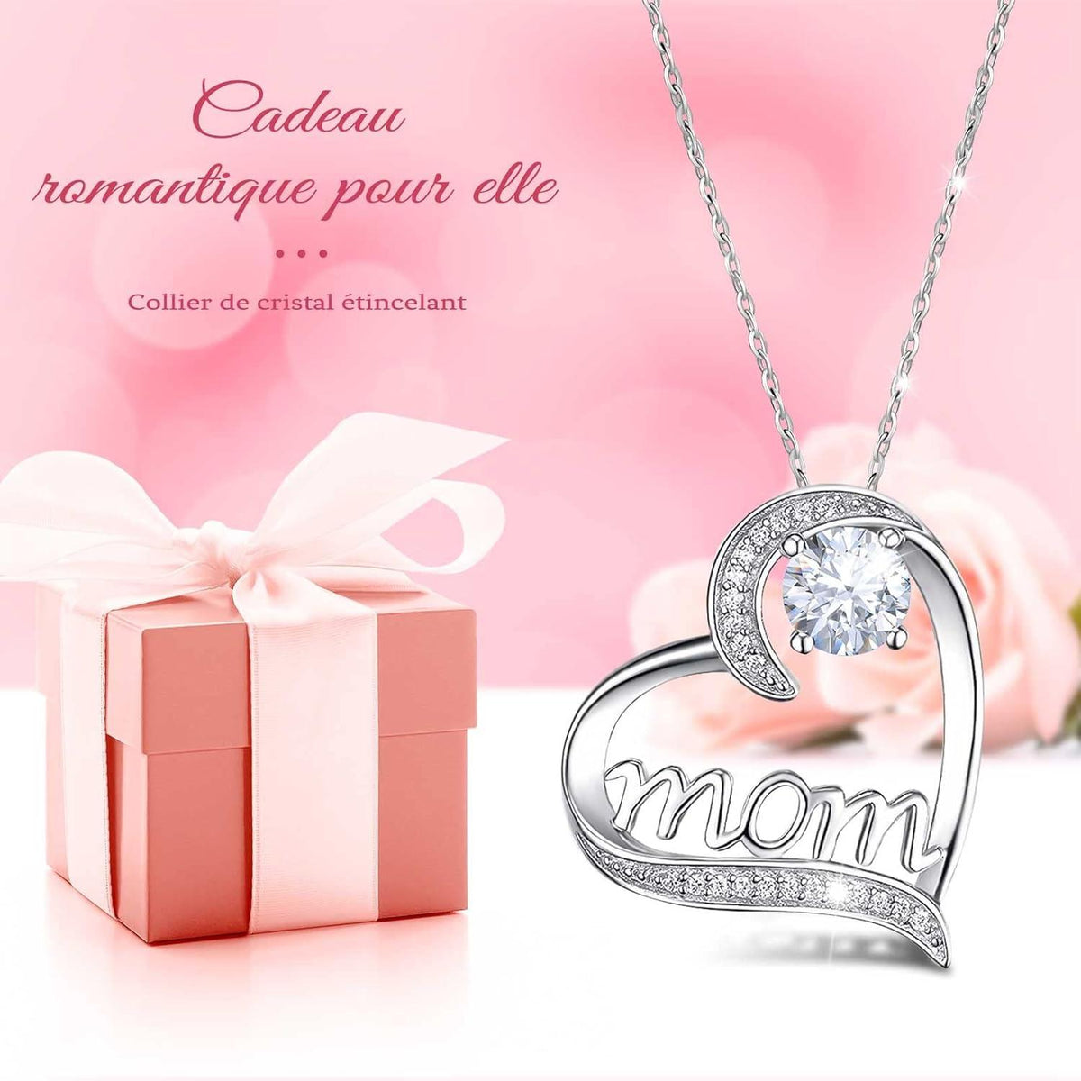 Ewige Rose Geschenk für Mama mit Mom Halskette 925 Silber