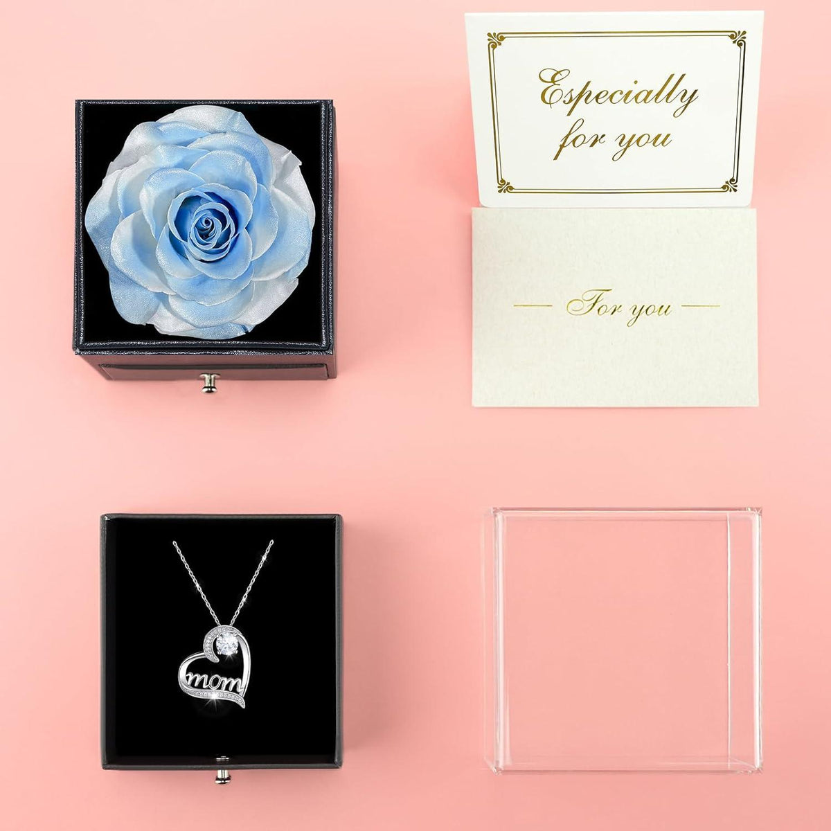 Ewige Rose Mama Geschenkset 925 Silber Halskette Muttertag