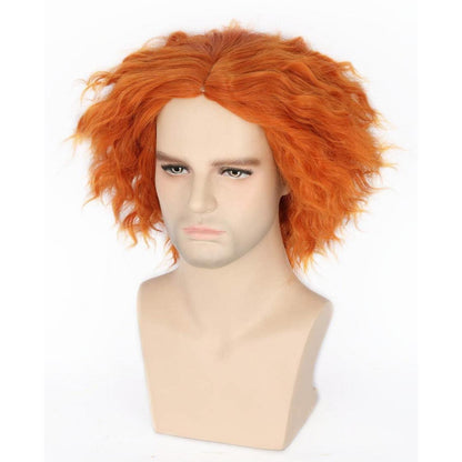 Orange Lockige Perücke für Halloween Cosplay & Karneval