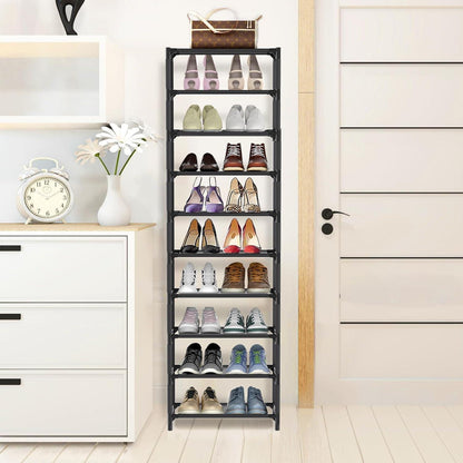 esonstyle 10 Ebenen Schuhregal Schwarz 33x33x173 cm