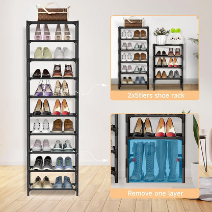 esonstyle 10 Ebenen Schuhregal Schwarz 33x33x173 cm