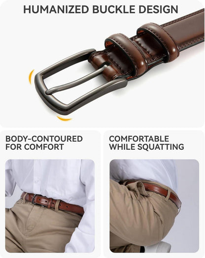 Ledergürtel Herren 32mm Business Anzug Anzuggürtel Männer Cognac 95cm