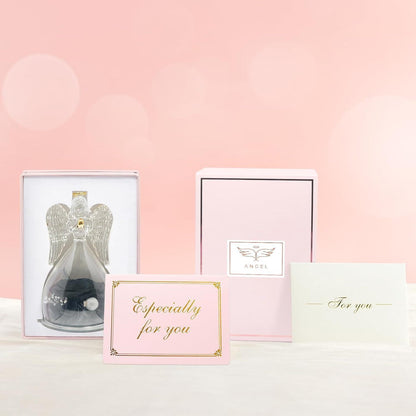 Ewige Rose Engel Figur Geschenk Muttertag Glas Schwarz