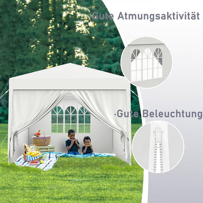 3x6m Partyzelt mit Seitenteilen & Fenstern – Weiß
