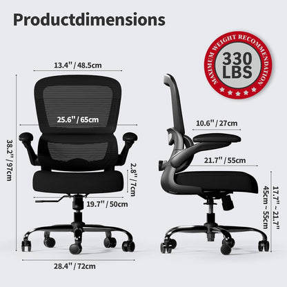 Ergonomischer Bürostuhl Schwarz 330 lbs Höhenverstellbar