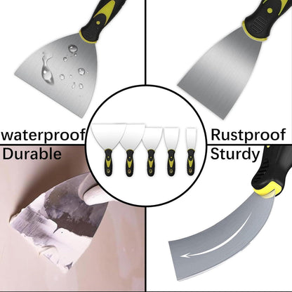 5er Set Edelstahl Spachtel für Wand & Bodenarbeiten