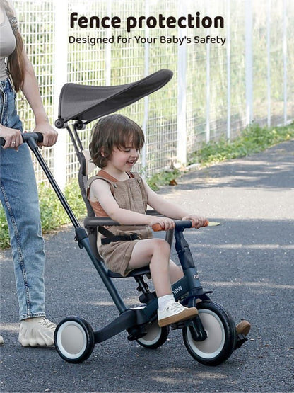 6 in 1 Laufrad Dreirad für Kleinkinder 1-3 Jahre | mit Schubstange und