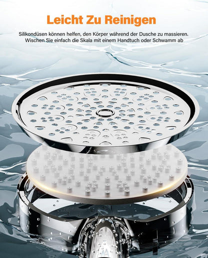 Hochdruck-Duschkopf mit Filter, 6 Strahlarten, Wassersparend, 20-Schichten