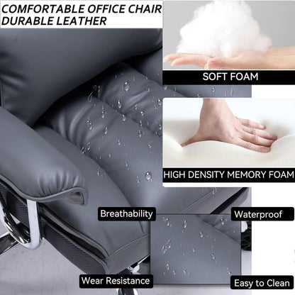 Bürostuhl ergonomisch Drehstuhl Fußstütze in Lederoptik