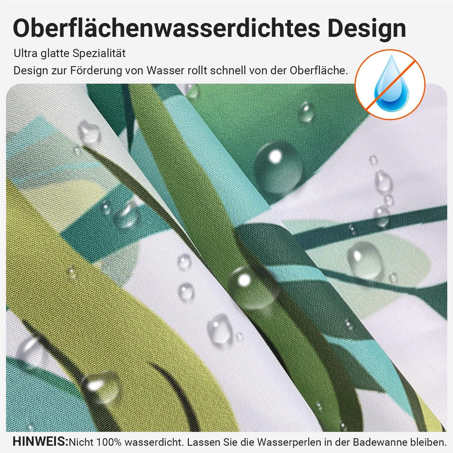 Duschvorhang Blättermuster 240x180cm Grün Badezimmer Textil