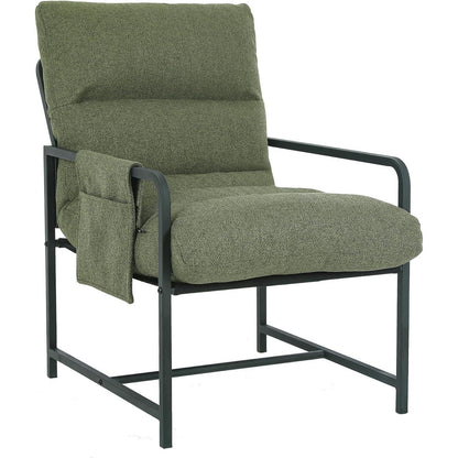 Moderner Loungesessel mit Armlehnen & Seitentasche – Grün