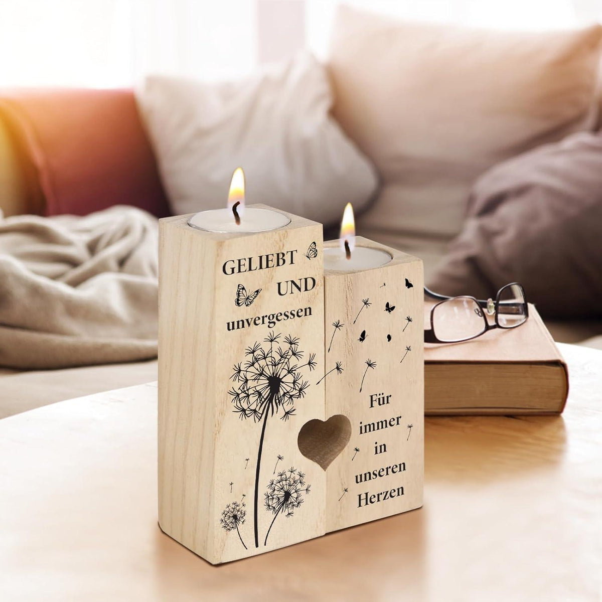 Trauergeschenk Kerzenständer Grabkerze Geliebt Unvergessen Trost Deko Ewige Liebe