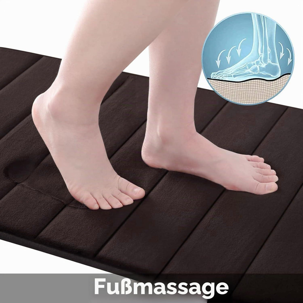 Memory Foam Badezimmerteppich 60x90 cm Braun – Saugfähig & Rutschfest